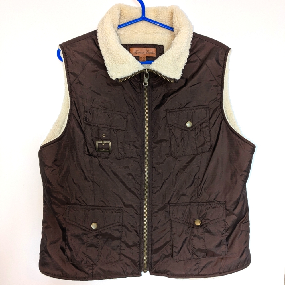 Armor Jeans: Brown sleeveless Vest multiple  pockets size: XL